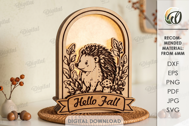 3D Fall Lamp Laser Cut. Night Light. Led Light SVG