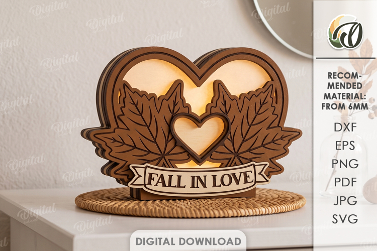 3D Fall Lamp Laser Cut. Night Light. Led Light SVG