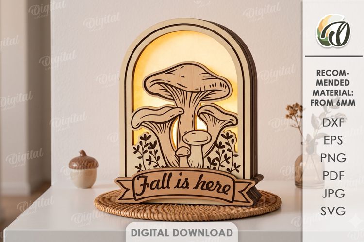 3D Fall Lamp Laser Cut. Night Light. Led Light SVG