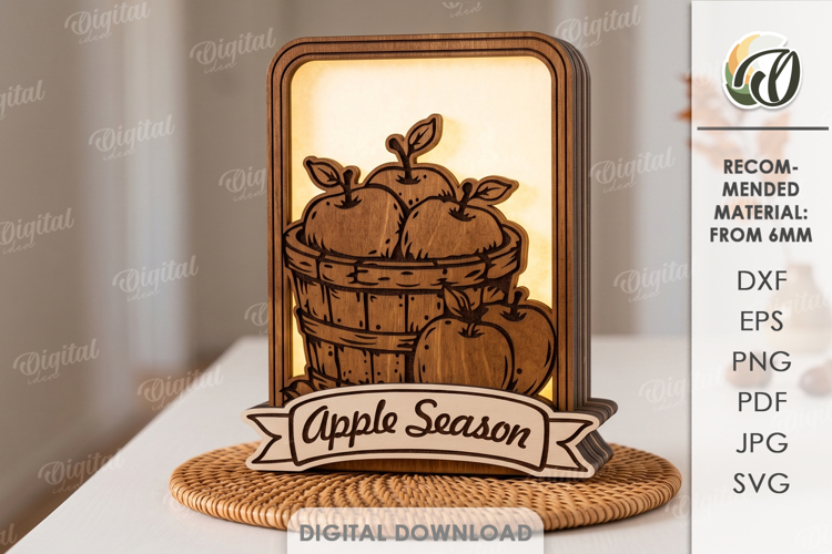 3D Fall Lamp Laser Cut. Night Light. Led Light SVG
