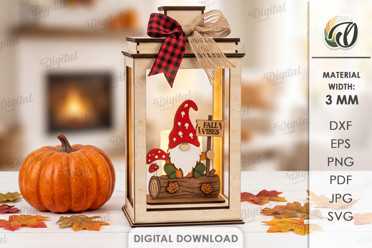 3D Fall Lantern Decor Laser Cut. Standing Decor SVG