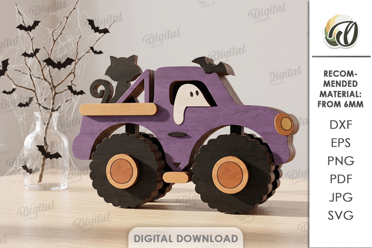 Halloween Layered Car Laser Cut. Standing Decor SVG