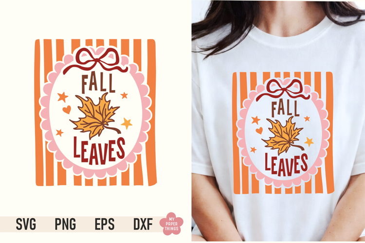 Fall Leaves SVG PNG | Retro Maple Leaf Sublimation Design