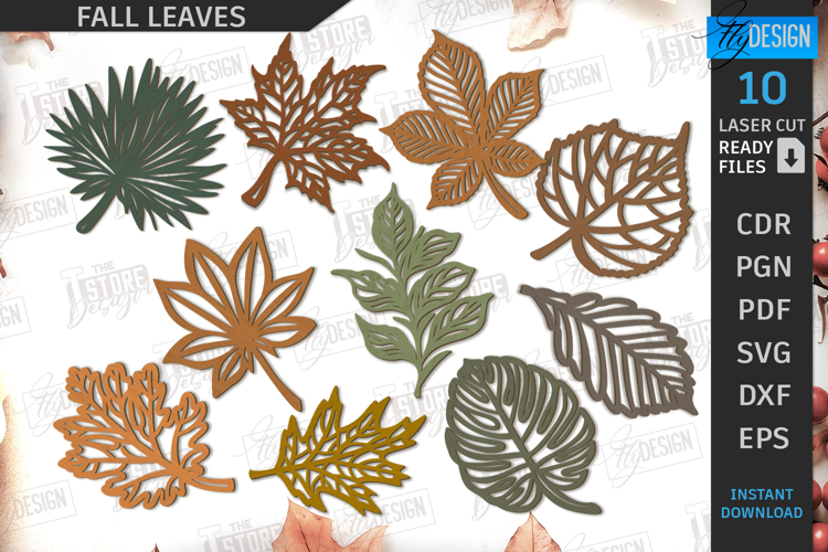 Fall Leaves Laser Cut Bundle|Autumn Symbol|Wooden Leaves SVG