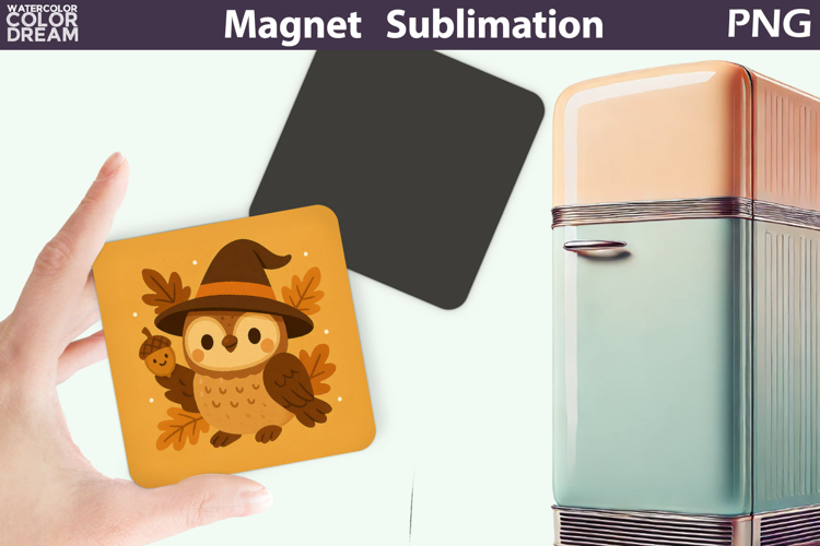 Owl with Acorn Print| Fall Magnet Sublimation