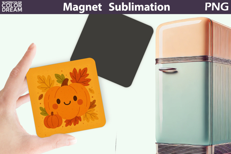 Cute Pumpkin Fall Magnet | Autumn Leaves Sublimation