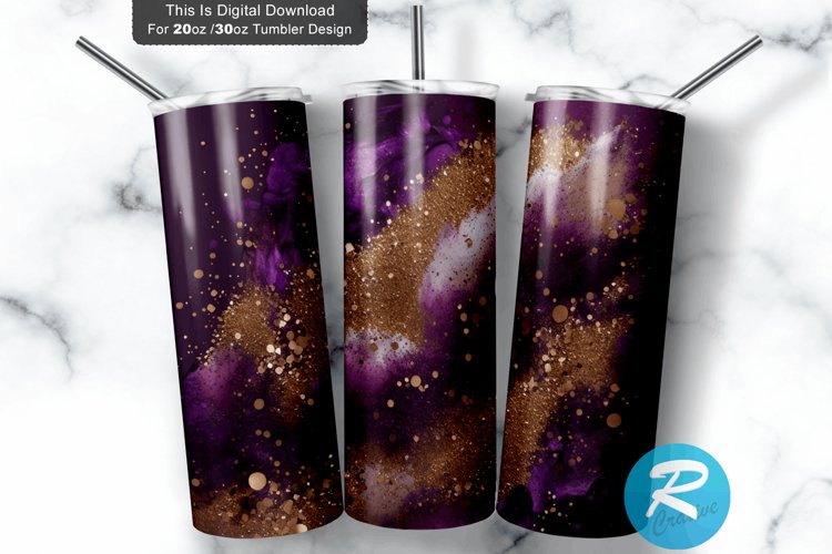 Fall Milkway purple Glitter 20oz/30oz Skinny Tumbler