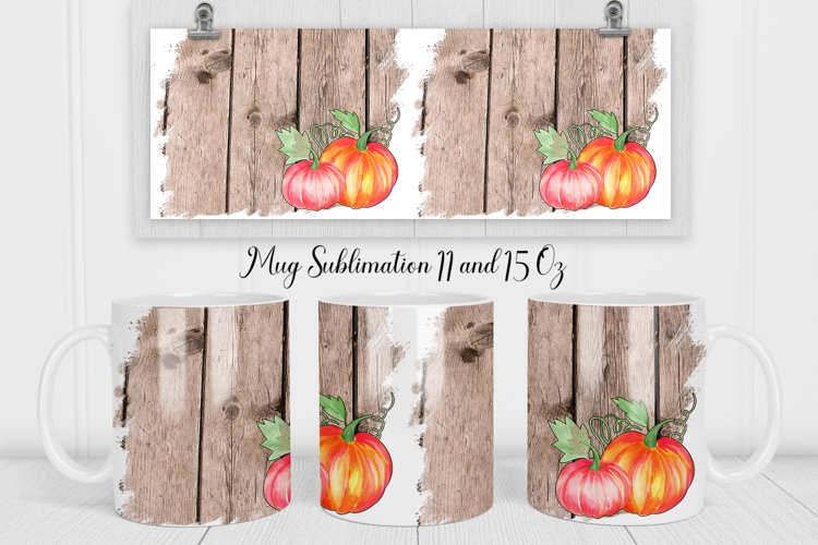 Pumpkin Mug Wrap | Farmhouse Coffee Mug Sublimation