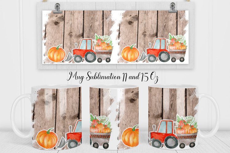 Farmhouse Mug Wrap | Pumpkin Coffee Mug Sublimation