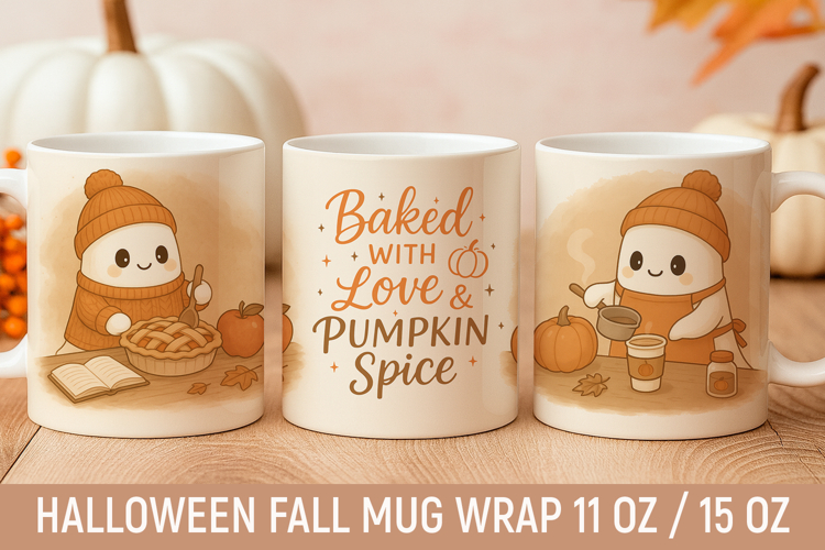 Fall Pumpkin Spice Mug Wrap Sublimation PNG, Thanksgiving