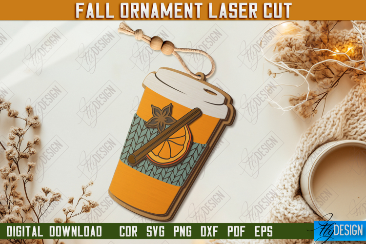 Fall Ornament Laser Cut Design, Autumn Hanging Sign SVG