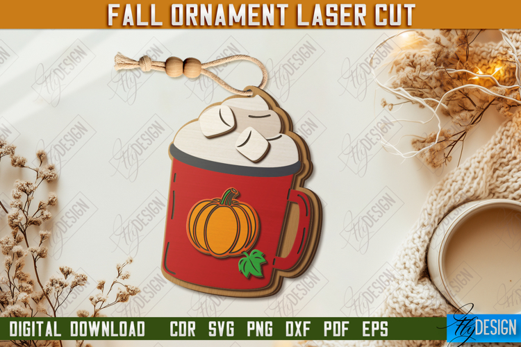 Fall Ornament Laser Cut Design, Autumn Hanging Sign SVG