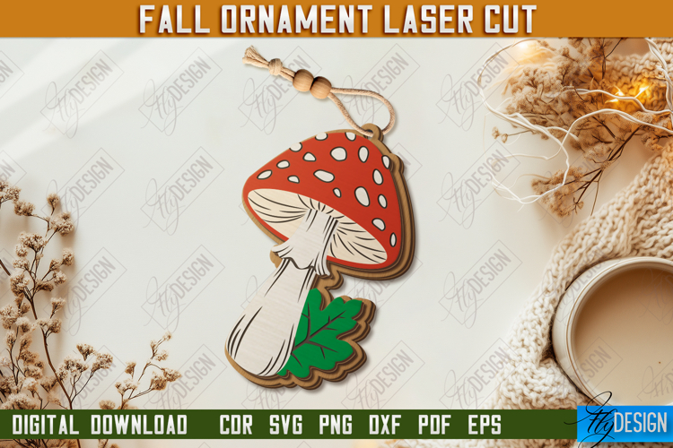 Fall Ornament Laser Cut Design, Autumn Hanging Sign SVG