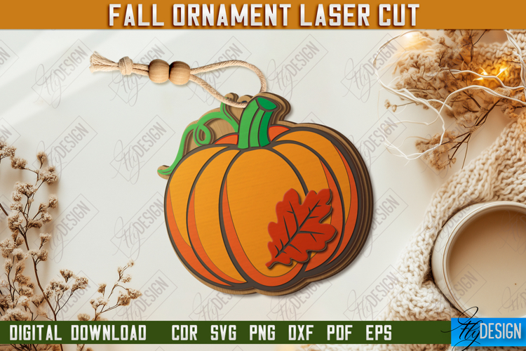 Fall Ornament Laser Cut Design, Autumn Hanging Sign SVG