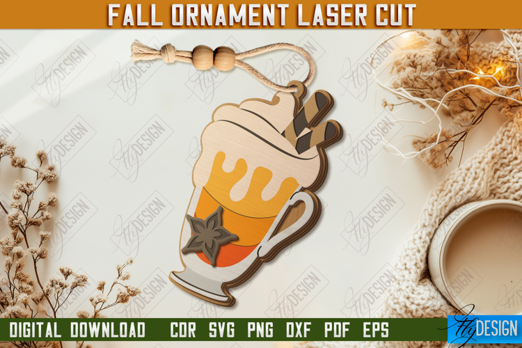Fall Ornament Laser Cut Design, Autumn Hanging Sign SVG