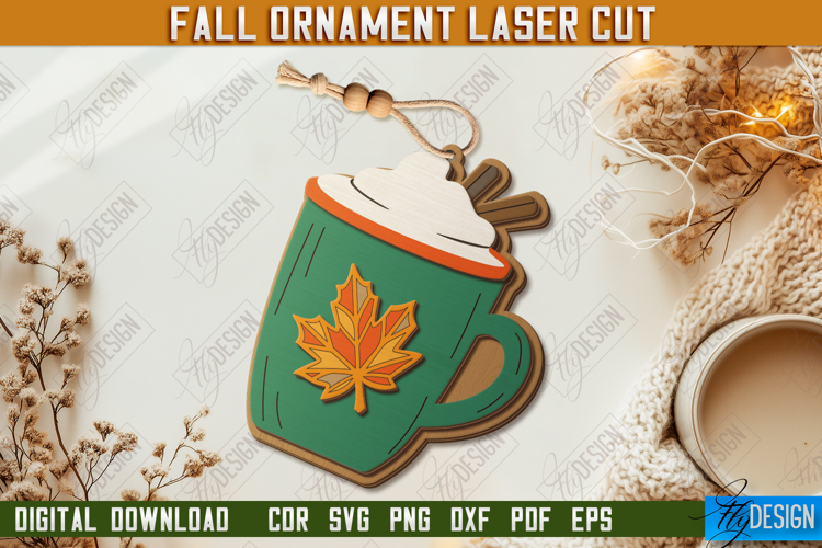Fall Ornament Laser Cut Design, Autumn Hanging Sign SVG