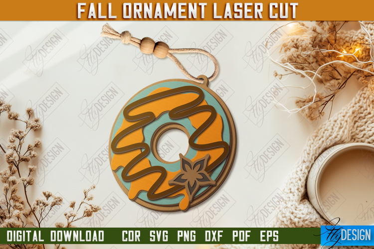 Fall Ornament Laser Cut Design, Autumn Hanging Sign SVG
