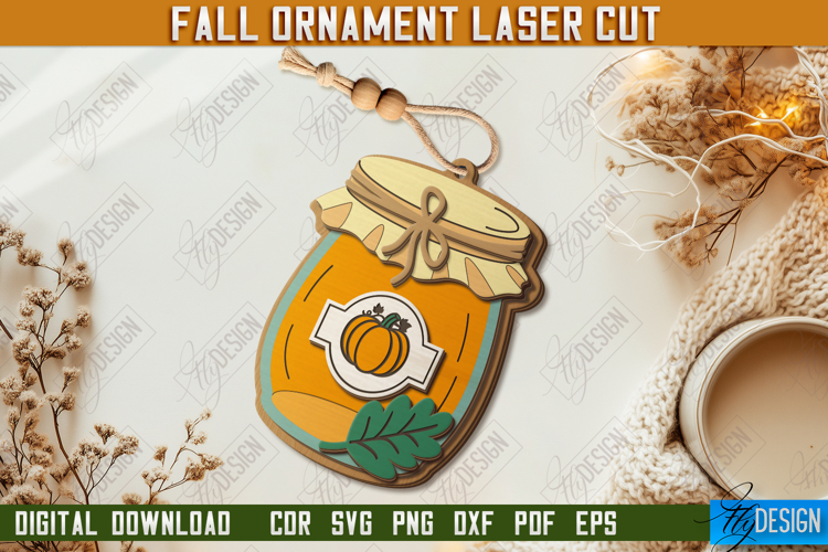 Fall Ornament Laser Cut Design, Autumn Hanging Sign SVG