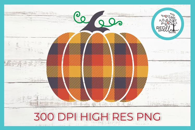 Fall Plaid Pumpkin PNG | Fall Decor Sublimation File