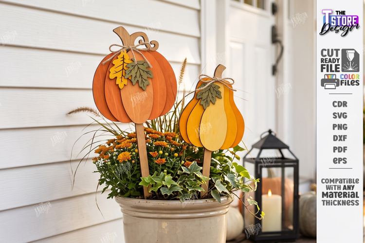 Fall Plant Stakes Laser Cut | Autumn Plant Stake | Garden