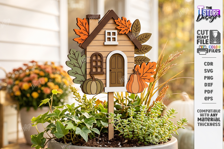 Fall Plant Stakes Laser Cut | Autumn Plant Stake | Garden