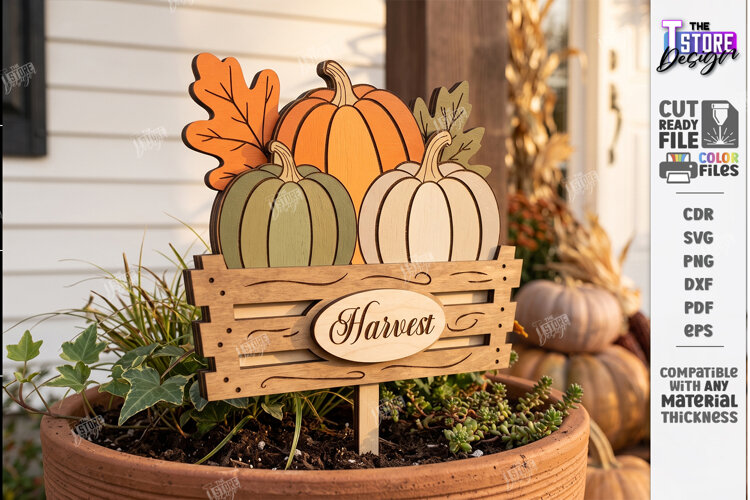 Fall Plant Stakes Laser Cut | Autumn Plant Stake | Garden example image 1