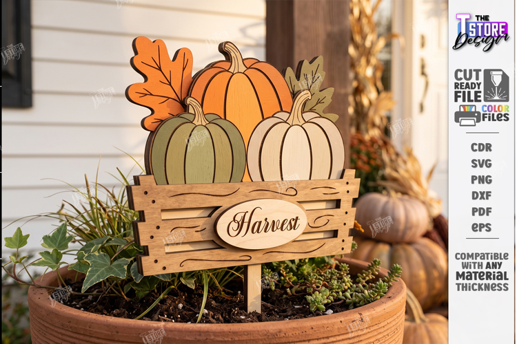 Fall Plant Stakes Laser Cut | Autumn Plant Stake | Garden