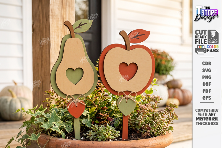 Fall Plant Stakes Laser Cut | Autumn Plant Stake | Garden
