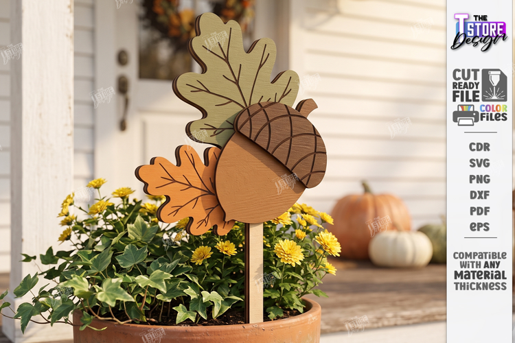 Fall Plant Stakes Laser Cut | Autumn Plant Stake | Garden