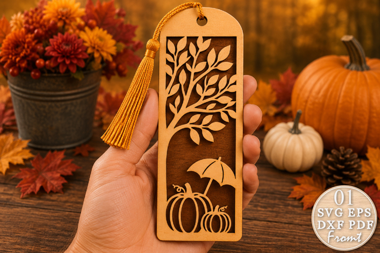 Fall Pumpkin Bookmark SVG Laser Cut