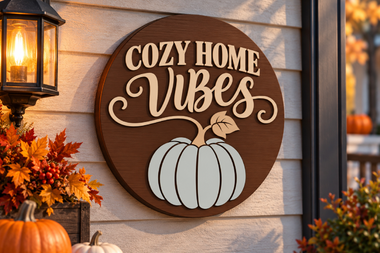 Fall Pumpkin Door Hanger SVG, Laser Cut Files