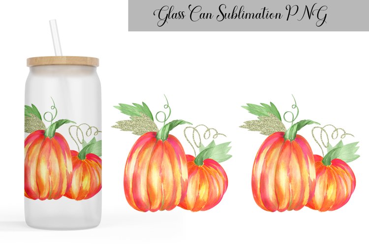 Glass Can Wrap Pumpkin | 16 oz Libbey Can Glass Thanksgiving