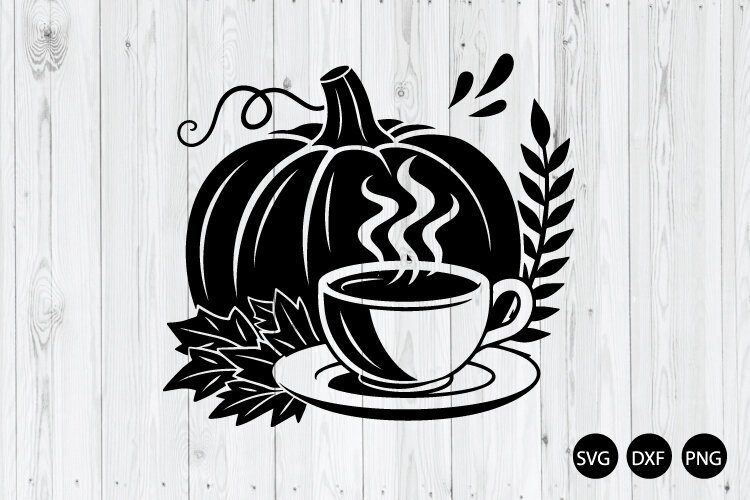 Autumn Pumpkin Coffee SVG, Fall SVG, Coffee Lover SVG example image 1