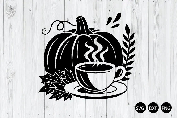 Autumn Pumpkin Coffee SVG, Fall SVG, Coffee Lover SVG