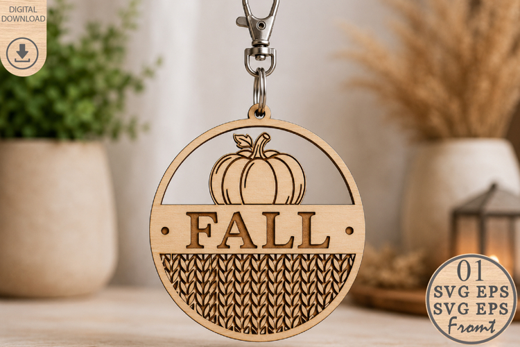 Fall Pumpkin Laser Cut File SVG, Round Ornament SVG
