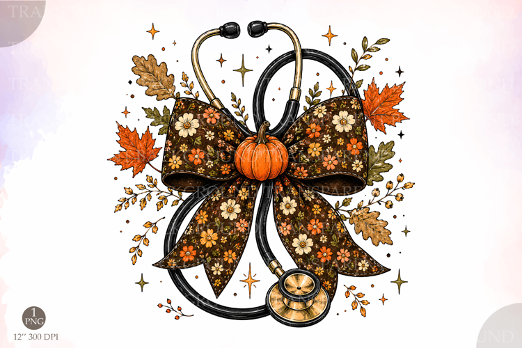 Fall Pumpkin Nurse PNG,Fall Coquette Bow PNG