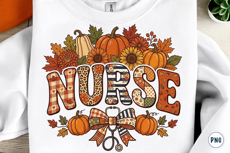 Fall Pumpkin Nurse PNG Glitter Bow Png