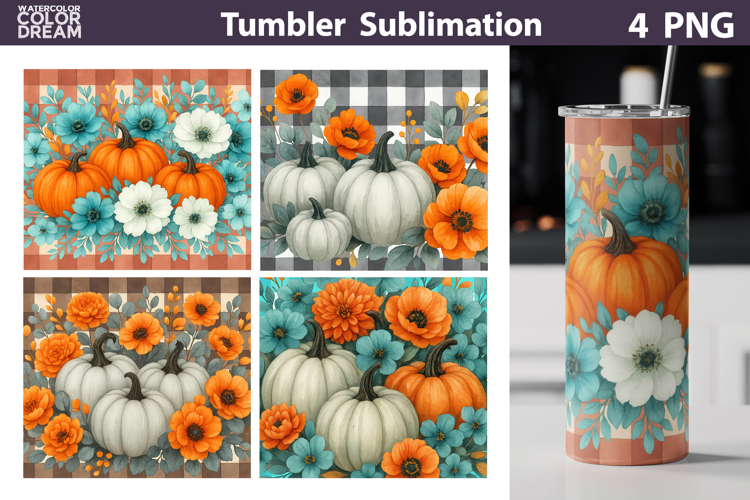 Fall Pumpkin Floral Tumbler | Thanksgiving Tumbler