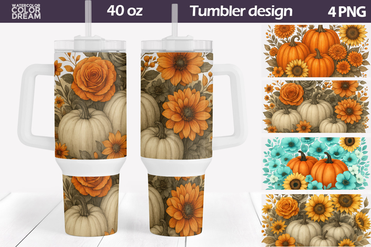 Fall Pumpkin Tumbler 40 Oz | Thanksgiving Tumbler Wrap