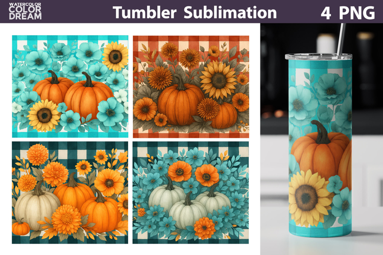 Fall Pumpkin Floral Tumbler | Thanksgiving Tumbler