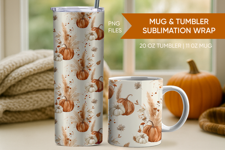 Fall Pumpkin Tumbler wrap, Fall Pumpkin Mug, thanksgiving