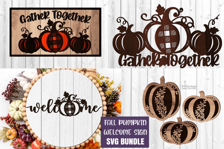 Fall Pumpkin Sign SVG Bundle Laser Cut Files |Welcome Sign