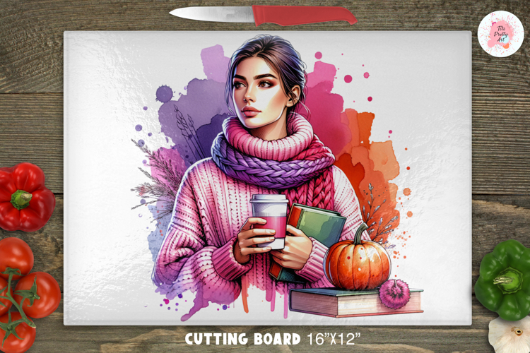 Fall Pumpkins Cutting Board Sublimation Png, Autumn Png