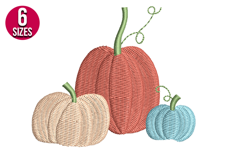 Fall Pumpkins Machine Embroidery Design | Autumn Pattern
