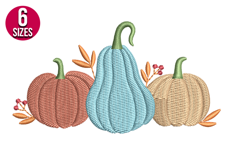 Fall Pumpkins Machine Embroidery Design - 6 Sizes