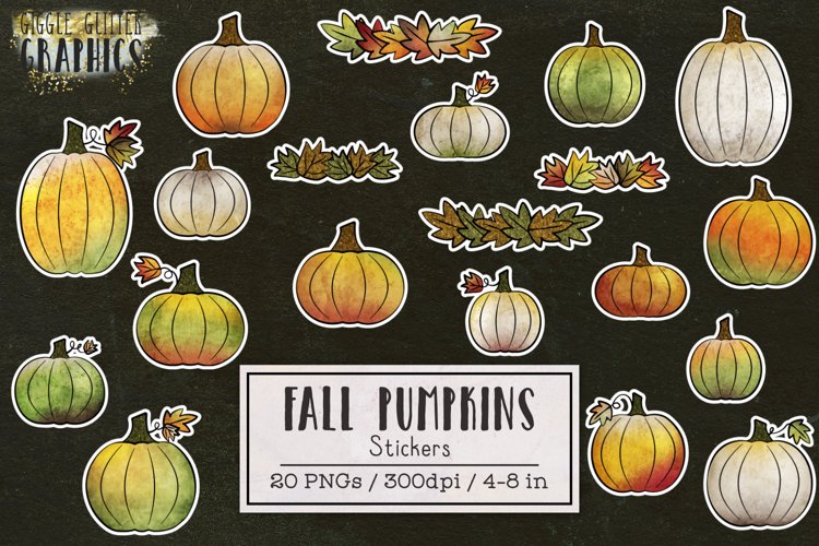 Fall Pumpkin Printable Stickers | 20 PNGs