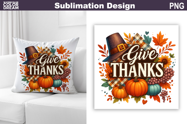 Fall Sublimation Design | Thanksgiving Pillow