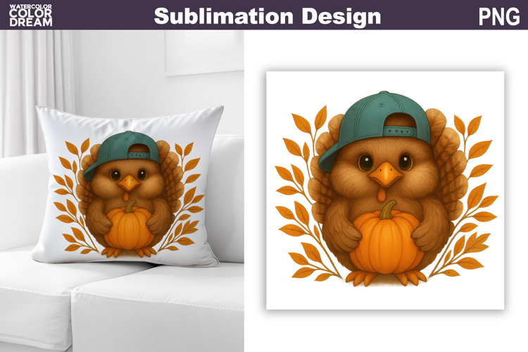 Turkey Sublimation Design | Thanksgiving Pillow