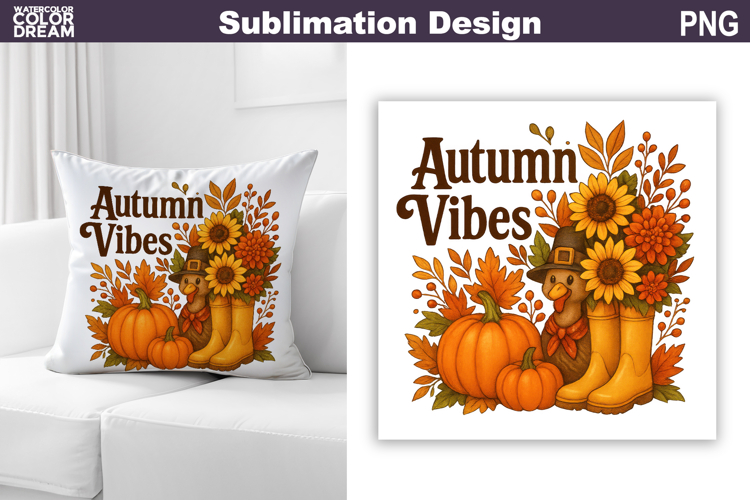 Fall Sublimation Design | Thanksgiving Pillow