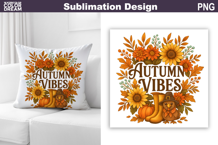 Fall Sublimation Design | Thanksgiving Pillow